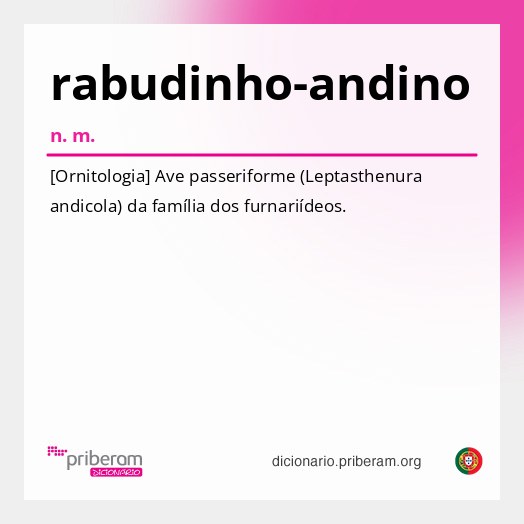 Significado de rabudinho-andino