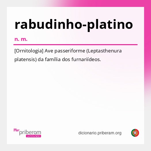 Significado de rabudinho-platino