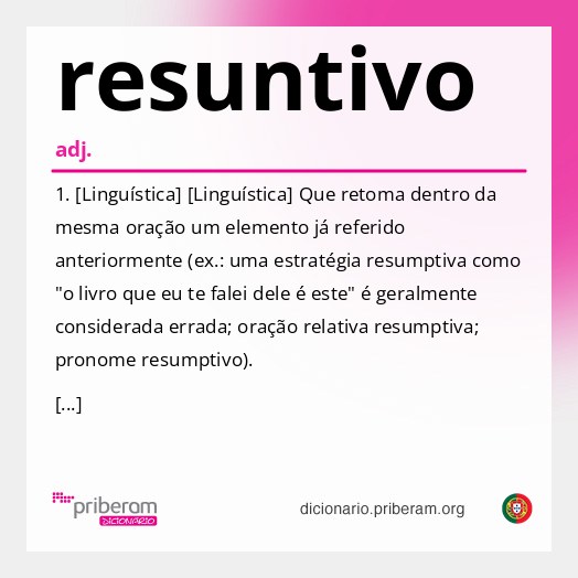 Significado de resuntivo