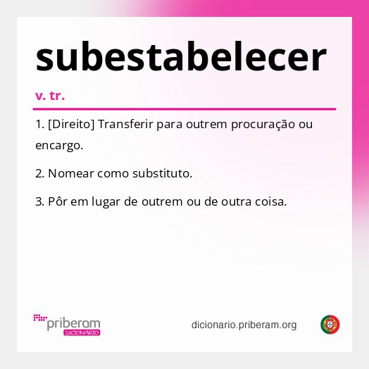 Significado de subestabelecer