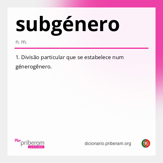 Significado de subgénero