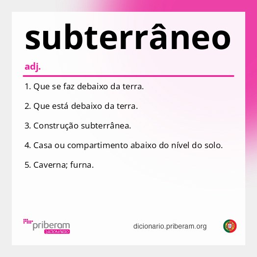 Significado de subterrâneo