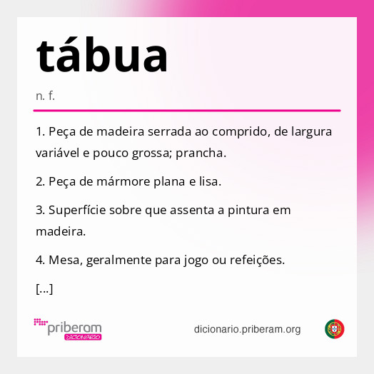 Significado de tábua