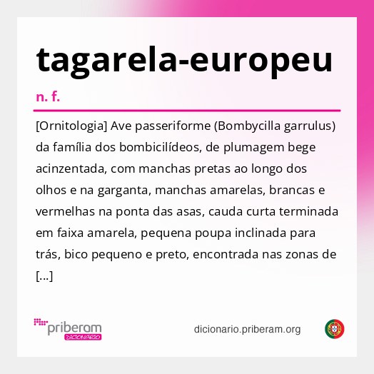 Significado de tagarela-europeu