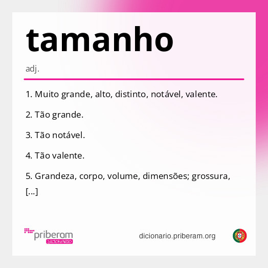 Significado de tamanho