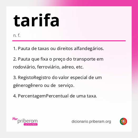 Significado de tarifa