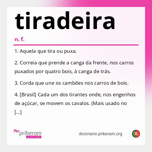 Significado de tiradeira
