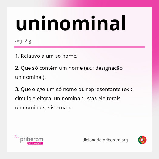 Significado de uninominal