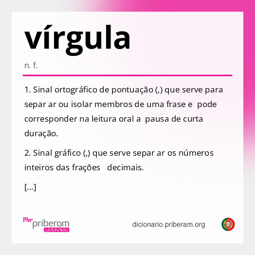 Significado de vírgula