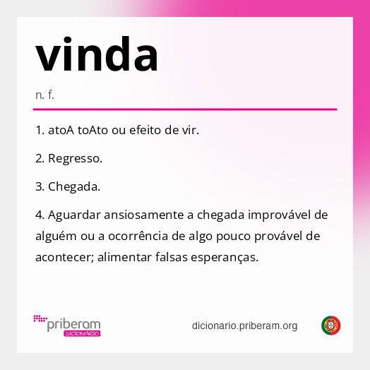 Significado de vinda