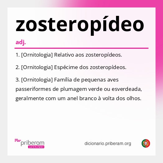 Significado de zosteropídeo