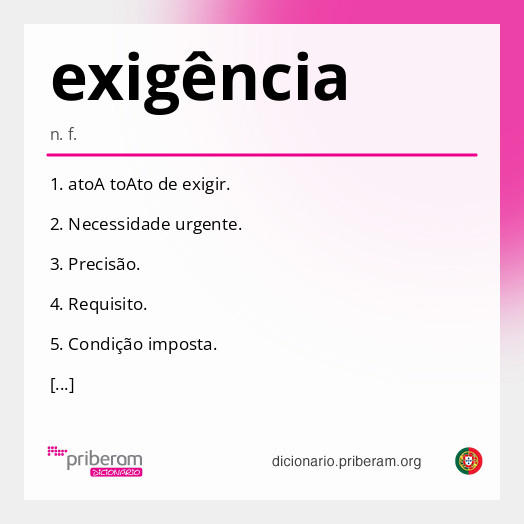 
   Significado de exigência