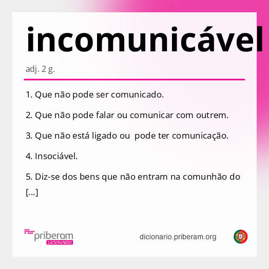 
   Significado de incomunicável